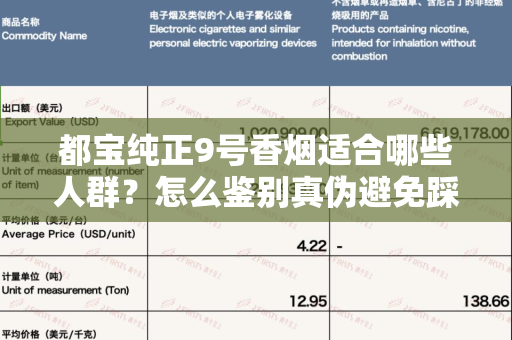 都宝纯正9号香烟适合哪些人群？怎么鉴别真伪避免踩坑？